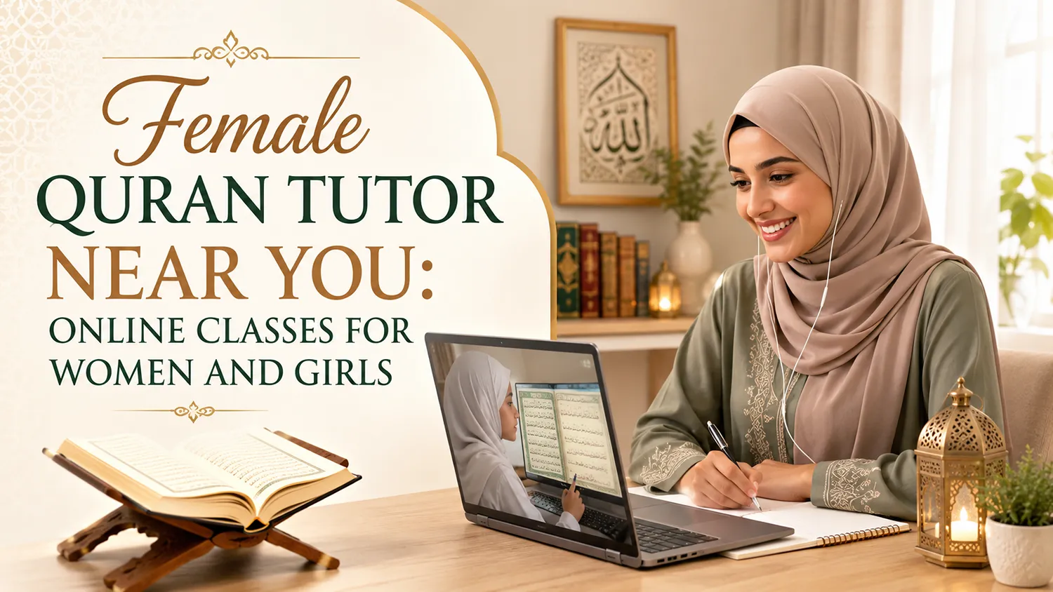 female Quran tutor near me teaching a woman online at home Reminder